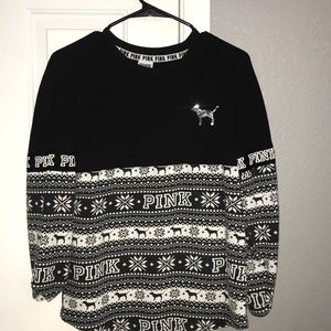 black and white pink pullover